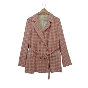 Free People Pink White Oversized Coat Small